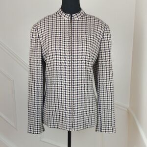 Vintage Anne Klein Wool‎ Blazer size 12 | Dark Academia Plaid Jacket Purple Tan